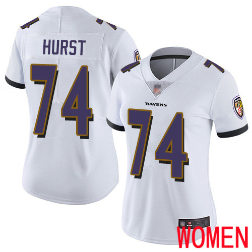 Baltimore Ravens Limited White Women James Hurst Road Jersey NFL Football 74 Vapor Untouchable